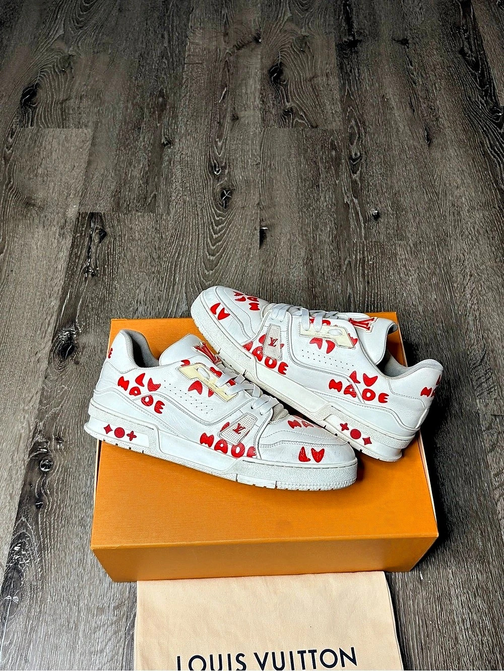 Louis Vuitton x NIGO LV Trainer White Red LV Made Sneakers White & Red US 7.5